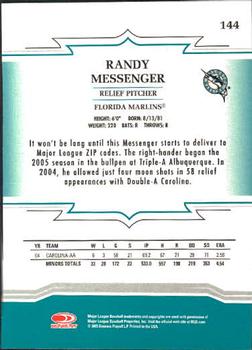 2005 Donruss Throwback Threads #144 Randy Messenger Back