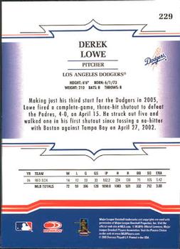 2005 Donruss Throwback Threads #229 Derek Lowe Back