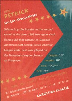 1997 California/Carolina League All-Stars #39 Ben Petrick Back