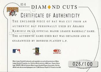 2005 Donruss Diamond Kings - Diamond Cuts Bat #DC-6 Aramis Ramirez Back