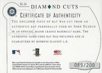 2005 Donruss Diamond Kings - Diamond Cuts Bat #DC-24 John Olerud Back