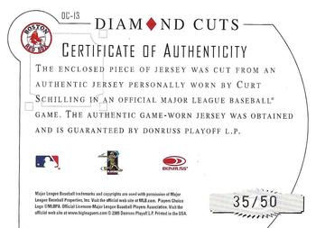 2005 Donruss Diamond Kings - Diamond Cuts Jersey #DC-13 Curt Schilling Back