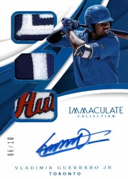 2018 Panini Immaculate Collection - Immaculate Triple Material Autographs Blue #TMA-VG Vladimir Guerrero Jr. Front