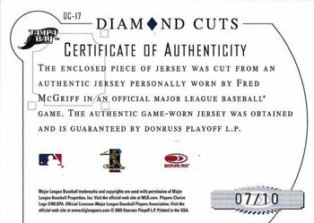 2005 Donruss Diamond Kings - Diamond Cuts Signature Jersey #DC-17 Fred McGriff Back