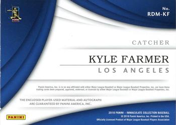 2018 Panini Immaculate Collection - Rookie Auto Dual Materials Platinum #RDM-KF Kyle Farmer Back
