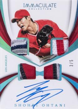 2018 Panini Immaculate Collection - Rookie Auto Quad Materials Blue #RQM-SO Shohei Ohtani Front