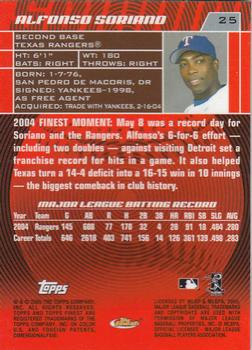 2005 Finest #25 Alfonso Soriano Back