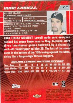 2005 Finest #65 Mike Lowell Back