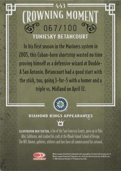 2005 Donruss Diamond Kings - Framed Blue #443 Yuniesky Betancourt Back