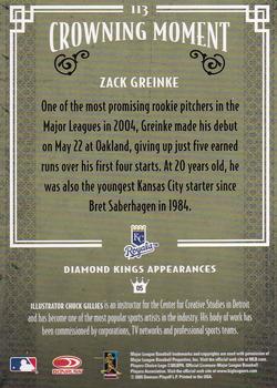 2005 Donruss Diamond Kings - Framed Red #113 Zack Greinke Back