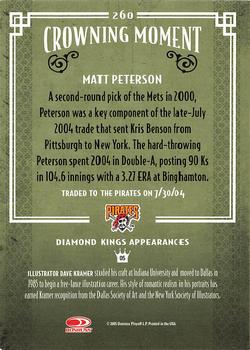 2005 Donruss Diamond Kings - Framed Red #260 Matt Peterson Back