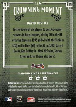 2005 Donruss Diamond Kings - Framed Red #426 David Justice Back