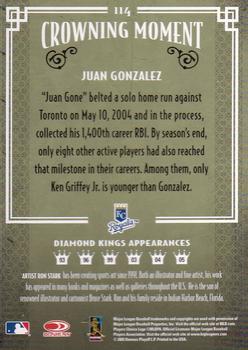 2005 Donruss Diamond Kings - Framed Red Black and White #114 Juan Gonzalez Back