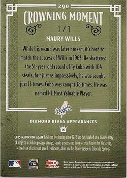 2005 Donruss Diamond Kings - Framed Red Platinum #290 Maury Wills Back