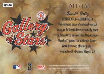 2005 Donruss Diamond Kings - Gallery of Stars Jersey #GS-10 David Ortiz Back