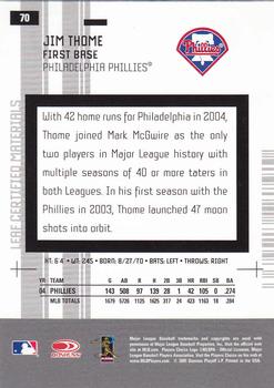 2005 Leaf Certified Materials #70 Jim Thome Back