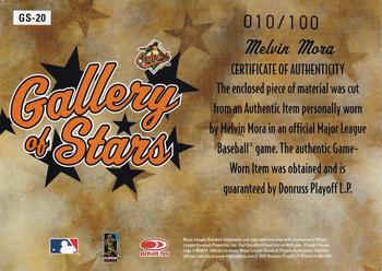 2005 Donruss Diamond Kings - Gallery of Stars Signature Jersey #GS-20 Melvin Mora Back