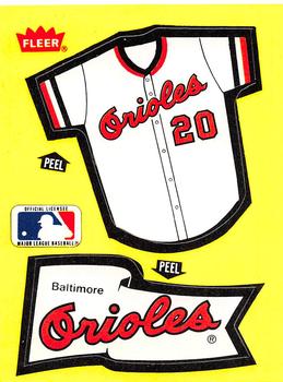 1985 Fleer - Team Stickers Large Print #NNO Baltimore Orioles Jersey Front