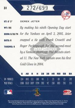 2005 Leaf Limited #31 Derek Jeter Back