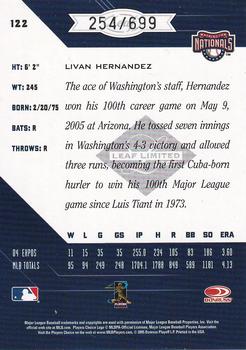 2005 Leaf Limited #122 Livan Hernandez Back