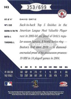2005 Leaf Limited #143 David Ortiz Back