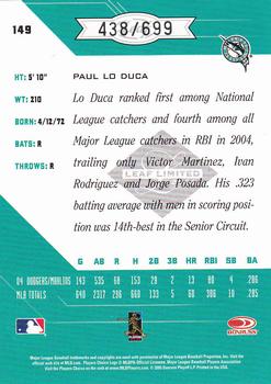 2005 Leaf Limited #149 Paul Lo Duca Back