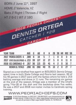 2018 Choice Peoria Chiefs #17 Dennis Ortega Back