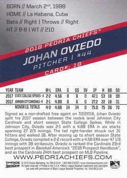2018 Choice Peoria Chiefs #18 Johan Oviedo Back