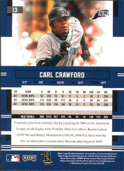 2005 Playoff Prestige #13 Carl Crawford Back