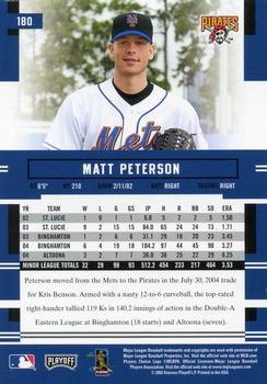 2005 Playoff Prestige #180 Matt Peterson Back
