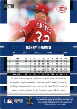 2005 Playoff Prestige #32 Danny Graves Back