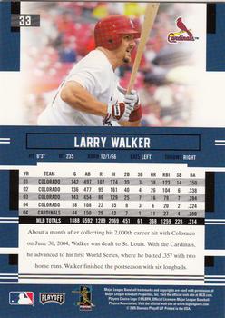 2005 Playoff Prestige #33 Larry Walker Back