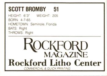 1988 Litho Center Rockford Expos #3 Scott Bromby Back
