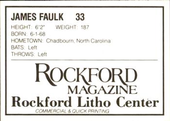 1988 Litho Center Rockford Expos #13 James Faulk Back