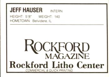 1988 Litho Center Rockford Expos #16 Jeff Hauser Back
