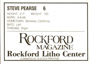 1988 Litho Center Rockford Expos #28 Steve Pearse Back