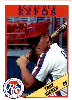 1988 Litho Center Rockford Expos #31 Troy Ricker Front