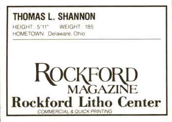 1988 Litho Center Rockford Expos #32 Thomas Shannon Back