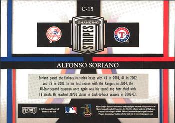 2005 Playoff Prestige - Changing Stripes #C-15 Alfonso Soriano Back