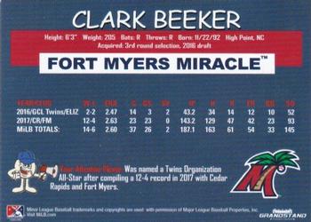 2018 Grandstand Fort Myers Miracle #NNO Clark Beeker Back
