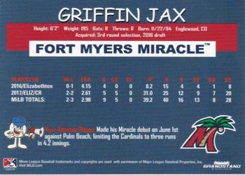 2018 Grandstand Fort Myers Miracle #NNO Griffin Jax Back