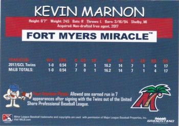 2018 Grandstand Fort Myers Miracle #NNO Kevin Marnon Back