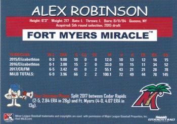 2018 Grandstand Fort Myers Miracle #NNO Alex Robinson Back