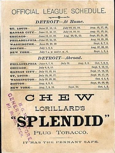 1886 Lorillard's Plug Tobacco Team #NNO Chicago White Stockings Back