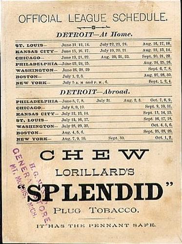 1886 Lorillard's Plug Tobacco Team #NNO New York Giants Back
