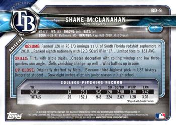 2018 Bowman Draft #BD-9 Shane McClanahan Back
