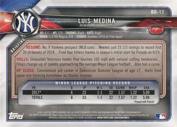2018 Bowman Draft #BD-17 Luis Medina Back