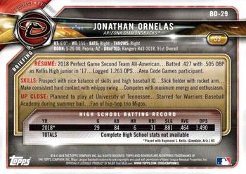2018 Bowman Draft #BD-29 Jonathan Ornelas Back