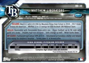 2018 Bowman Draft #BD-30 Matthew Liberatore Back