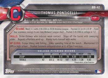 2018 Bowman Draft #BD-42 Thomas Ponticelli Back